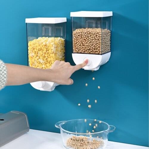 Plastic Grain Storage Box Kitchen Transparent Wall Hanging Container Can Tank Bottle Jars Cereals Oatmeal Coffee Storage Box