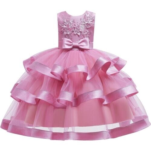 Flower Girls Dresses for Birthday Party Clothes Lace Pageant Baby Girls Sleeveless Princess Wedding Children Prom Gowns