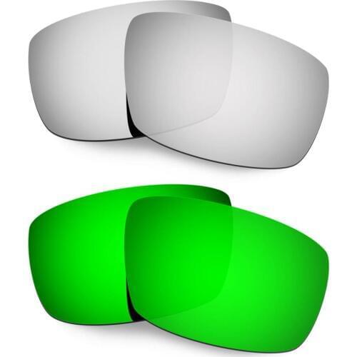 HKUCO For Spy Optic Logan Sunglasses Polarized Replacement Lenses 2 Pairs Silver & Green