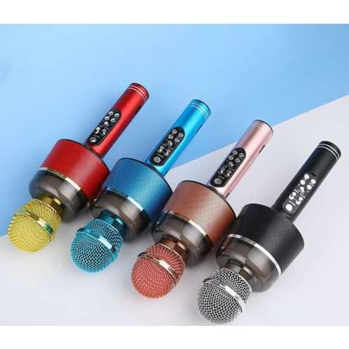 Q008 Mini Bluetooth 5.0 Wireless Handheld Microphone Singing Recorder Surround Sound Colorful Lights Karaoke Mic for home