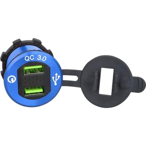QC 3.0 Dual USB waterproof Motorcycle Charger Plug Socket Cigarette Lighter Adapter LED Display