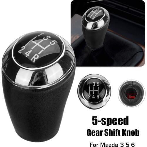 5 Speed PU Leather Car Manual Gear Shift Knob Stick Shifter Lever For Mazda 3 5 6