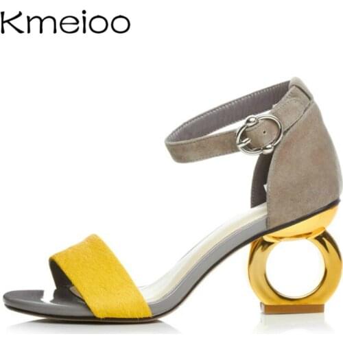 Roman style open toe leopard print women sandals Metal hollow Round heel sandals fashion evening party casual sandals