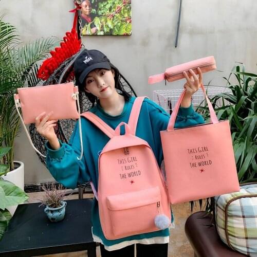 Schoolbag female students Korean version of campus small fresh canvas junior high school students backpack tide cute schoolbag