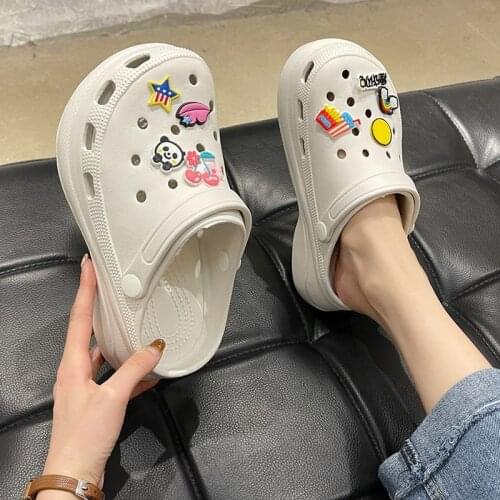 Summer Women Clogs Platform Garden Sandals Cartoon painting Slippers Slip on For Girl Beach Shoes Fashion Slides Outdoor white