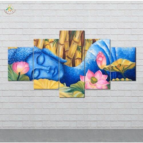 Sleeping Blue Buddha Wall Art HD Prints Canvas Art Painting Modular Picture And Vintag Poster Canvas Painting Home Decor 5 PIECE
