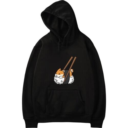 Adult Child Kawaii Shiba Inu Sushi Hoodies Women Funny Cartoon Graphic Sweatshirts Femme Hooded Pullover Unisex Clothes Sudadera