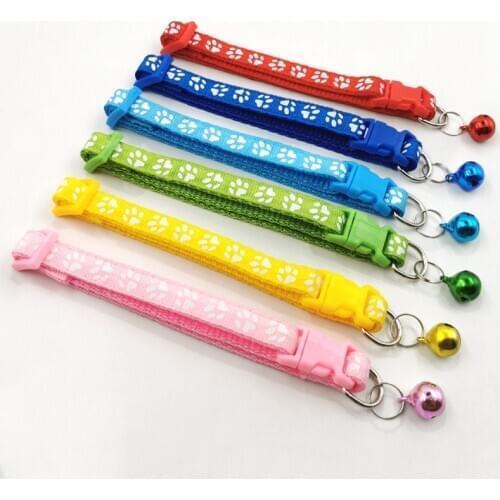 Pet supplies dogs cats collar footprints printed bell collar dog nylon collar