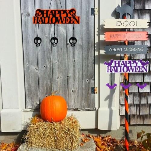 Hanging Doorplate DIY Halloween Decoration For Home Decor Skull Pumpkin Door Sign Plaque Wall Decor Masquerade Party Decorations