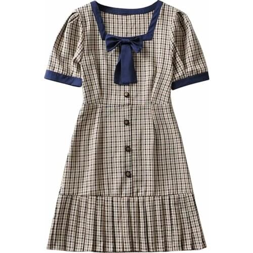 XNWMNZ Za French small sweet wind restoring ancient ways hubble-bubble sleeve party led lattice dress goddess van temperament