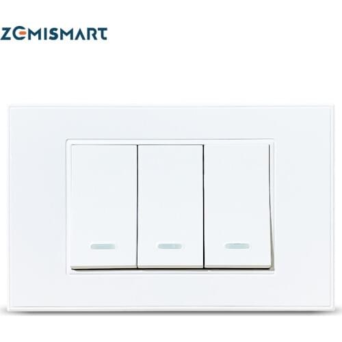 Zemismart Smart Tuya Zigbee No Neutral Push Button Switch 1 2 3 Gangs Smart Life Smartthings App Alexa Google Home 220v 240v