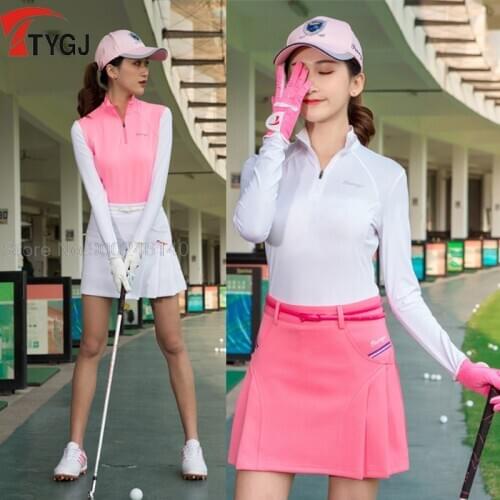 Women Golf Shirts Summer Sun Protection Shirt Anti-UV Golf Tops Ladies Slim Ice Silk Long Sleeve Golf Apparel Cooling T shirts