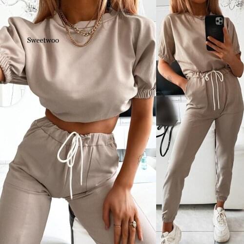 Women Summer Casual Pants Set T Shirt+Harem Pants Suit Female 2 Piece Outfits Streetwear Tracksuit Women Two Piece Set Sweatsuit