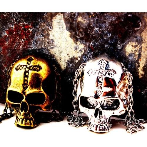 Witchcraft Skull Choker Necklace for Women Retro Bronze Color Cross Skeleton Pendant Accessories Gothic Chain Jewerly VGN071