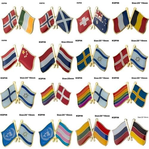 Friendship Flag Laple Pin Badge Brooch U.N & Israel U.N & Transgender pride Lithuania & Armenia Russia & Germany