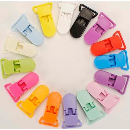 10/50/100pcs 16 colors solid plastic baby pacifier clips holder Infant dummy clips, chain pacifiers clip for toddler 20mm
