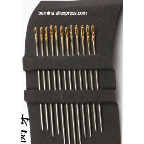 12pcs 36mm 38mm 42mm Self Threading Needles +thimb Home Household Tools Hand Sewing Needles for pfaff bernina addi clover singer