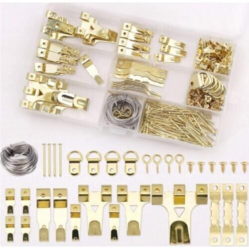 220PCS Assorted Picture Hangers Kit Frame Hanging Hooks Hardware Hooks+D Ring+Triangular Ring+Screw and Nails