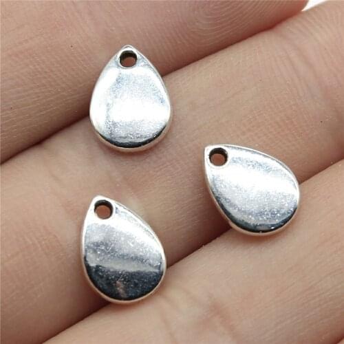 30pcs 11x8mm Pendant Waterdrops Drops Teardrops Charm Pendants For Jewelry Making Antique Silver Color