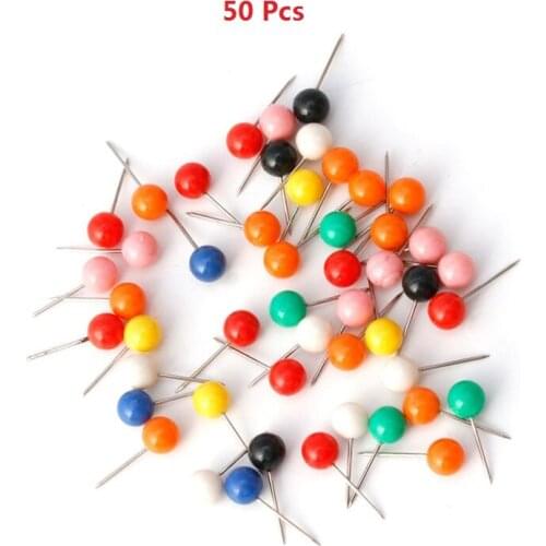 50Pcs/bag Round Pearl Head Pins Fishing Line Brooches Fishing Tackle Multicolor