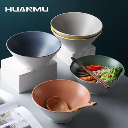 8" Nordic Style Simple Tableware Ceramic Colorful Salad Bowl Creative Household Rice Soup Instant Noodle Microwave Oven Bowl