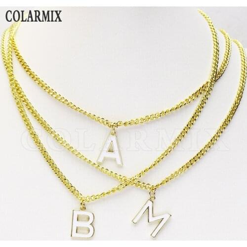 8Pcs Letter pendants necklace Enamel letter pendant necklace Alphabet necklace jewelry wholesale women jewelry gift 9817