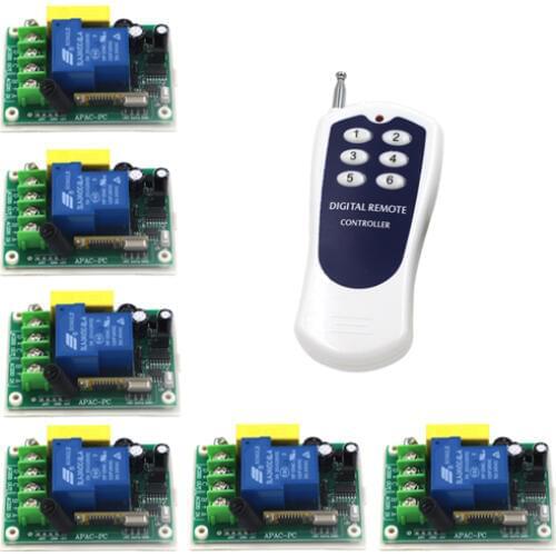 AC 220V 30A 1CH RF Wireless Remote Control Switch System,315/433 MHZ 6CH Transmitter & 6 X Receivers,Momentary/Toggle SKU: 5519