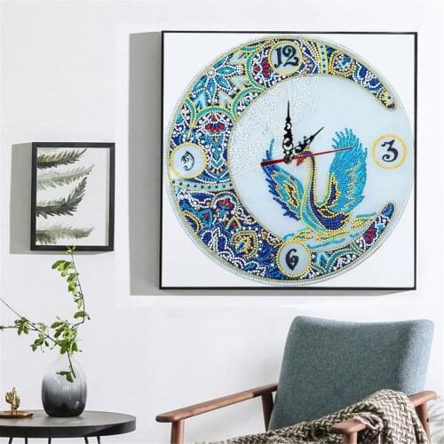 35x35cm Clock Diamond Embroidery Bird Moon Clock 5D Diamond Mosaic Sale Diy Diamond Painting Partial Rhinestones Wall sticker