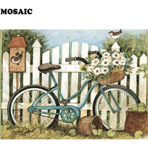 New Arrivals 5D Diamond Painting scenery Bicycle Full Square Diamond Mosaic birds Diamond Embroidery Cross Stitch Wall Sticker