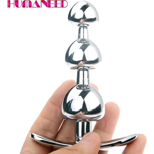 Three Beads Stainless Steel Anal Plug Metal Women Vaginal Masturbators Tools BDSM Expansion Men Male Dildos Outdoor Sex Toys
