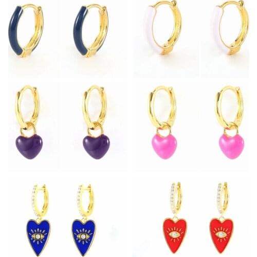 CANNER 925 Sterling Silver Earrings Devil Eyes Dropping Oil Hoop Earrings for Women 2021 Anniversary Gift Delicate Jewelry 2PCS