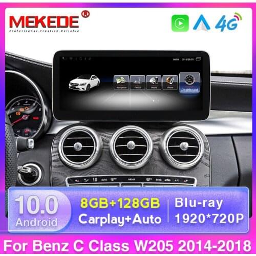 12.5" Android 10 WIFI Carplay AUTO 8G+128G Car Multimedia Player Navigation GPS For Mercedes Benz C Class W205 2014-2018 NTG5.0