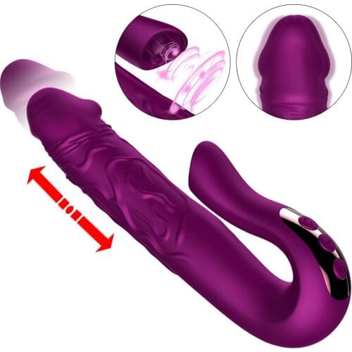 Dildo Vibrator Telescopic Rotation Vibration Anal G Spot Massage Vagina Clitoris Stimulator Tongue Licking Sex Toys For Women