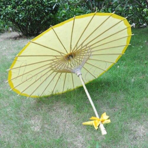 [ Fly Eagle ]100PCS Oriental Asian Japanese Geisha Dance Large Silk Sun Parasol Umbrella-Yellow Free Shipping