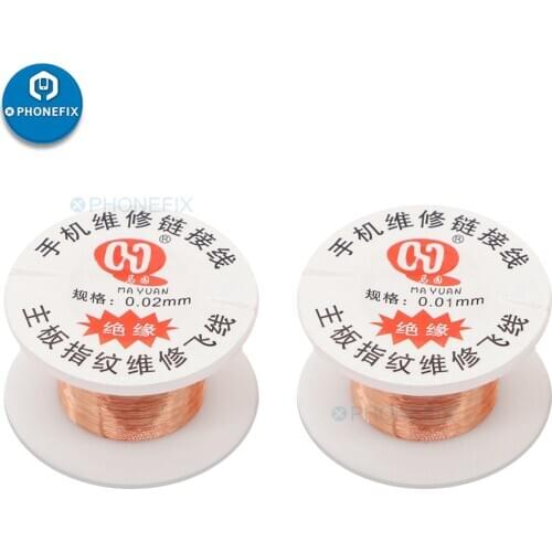 PHONEFIX 0.01mm 0.02mm Insulated Copper Link Wire PCB Repair Jumper Wire for iPhone Motherboard PCB Welding Repair Tool