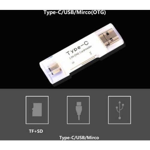 3 in 1 USB 3.1 Type-C MICRO USB OTG Phone SD TF card reader support 128GB