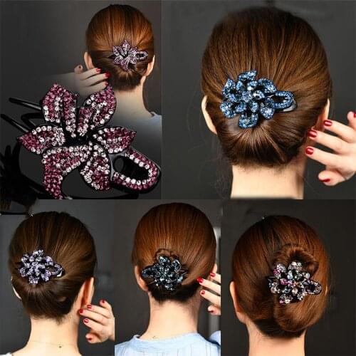 Colorful Crystal Rhinestone Duckbill Hair Clip Fashion Korean Style Hair Accessories Flower Hair Claws Women Elegant Headwear