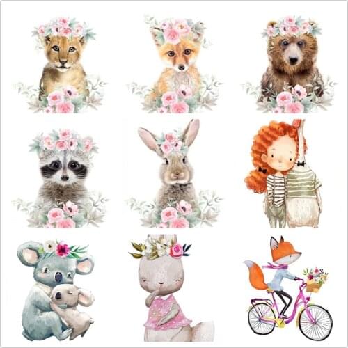 Round Square Diamond Painting Cute Cartoon Animals Embroidery Mosaic Cross Stitch Children Room Decorative Painting