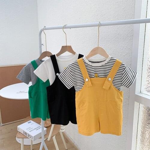 Summer Baby Overalls 2021 New Fashion Kids Casual Loose Solid Shorts Overalls For Boys Girls 1-6 Years Toddlers Suspender Shorts