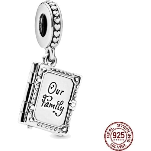 Hot Sale Original 925 Sterling Silver Family Book Dangle Charm Fit Pandora Bracelet Bangle DIY Women Jewelry Dropshipping