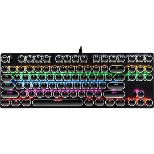 87-Key Mechanical Keyboard Punk Gaming Keyboard USB Wired Green Axis Mechanical Keyboard