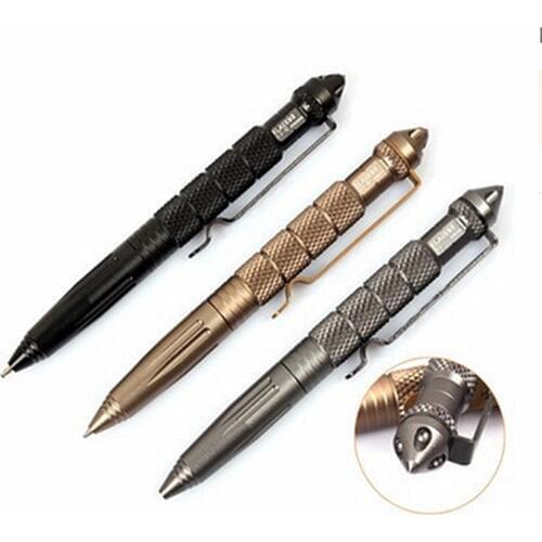 New Cool Black Ink Metal Ballpoint Pen Aviation Aluminum Alloy Anti-slip Self Defense Tactical Pen Multi-functional Tools Pen
