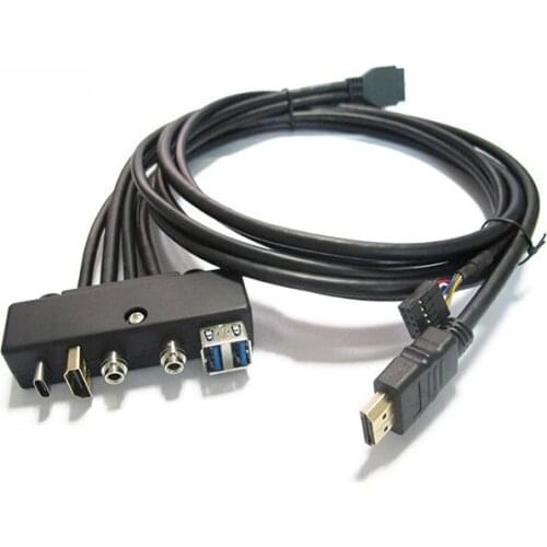 Multi Function Computer Main Box Cable HDMI-compatible+Type C+Dual USB3.0 + Audio Interface Multi Function Expansion