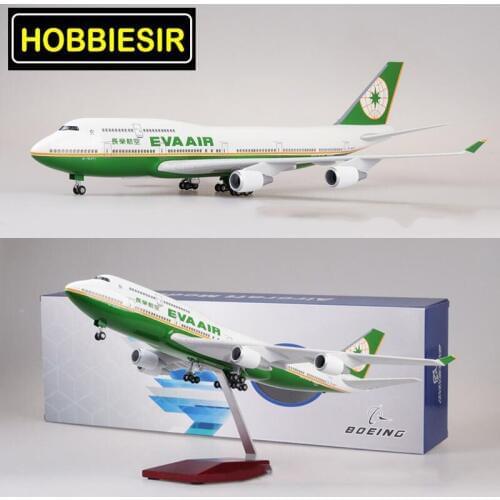 47CM Aircraft Model Toys 1/150 Scale Airplane Boeing B747 Aircraft Taiwan EVA AIR Airline W Light&Wheel Diecast 747 Plane Toy