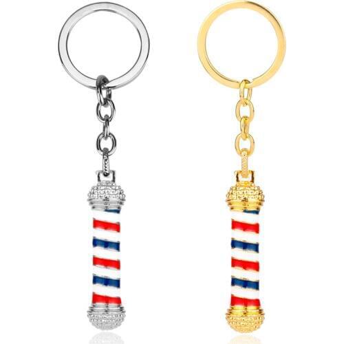 MQCHUN Barber Shop Pole 3D Barber Pole Keychain Pendant Keyring Hip Hop Barber Hairdresser Gothic Keyring-50