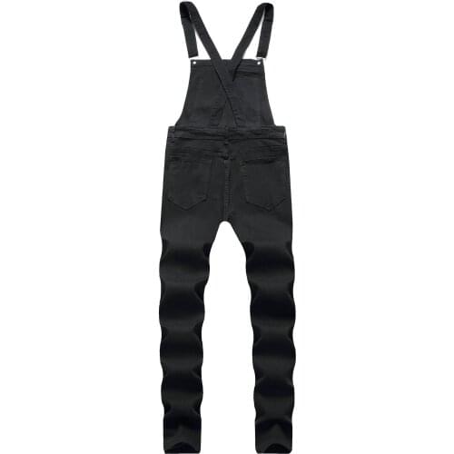 2021 mens suspenders denim rompers torn denim trousers foreign trade popular solid color khaki overalls