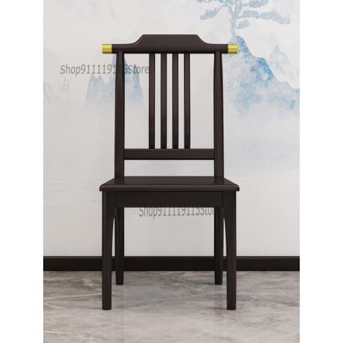 New Chinese Solid Wood Dining Chair Family Restaurant Furniture Simple Modern Chinese Light Luxury All Solid Wood Back Chair Adu