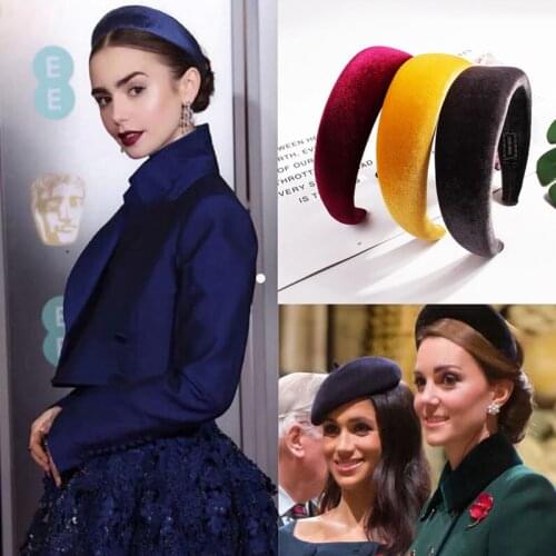 2021 Female Bezel Head Silk Padded Headband for Women Solid Thick Hair Hoop Hairband Cotton Blends Headbands Hair Accessories