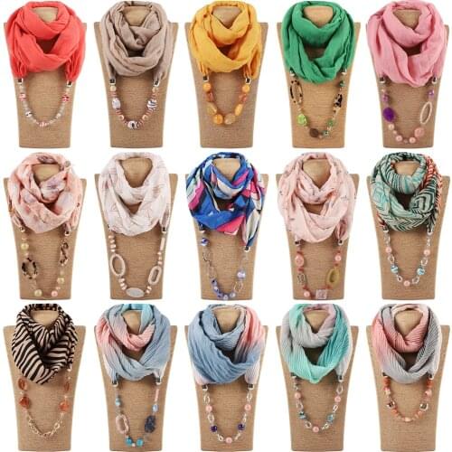 RUNMEIFA solid color Jewelry Statement Necklace Pendant Scarf Women Bohemia Neckerchief Foulard Femme Accessories Hijab Stores