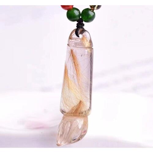 Gold Hair Natural Crystal Wenchang Pen Pendant Necklace for Girl Boy Student Crystal Jewelry Help School Wholesale JoursNeige